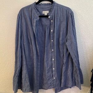 Ava & Viv Light Blue Ruffled Blouse